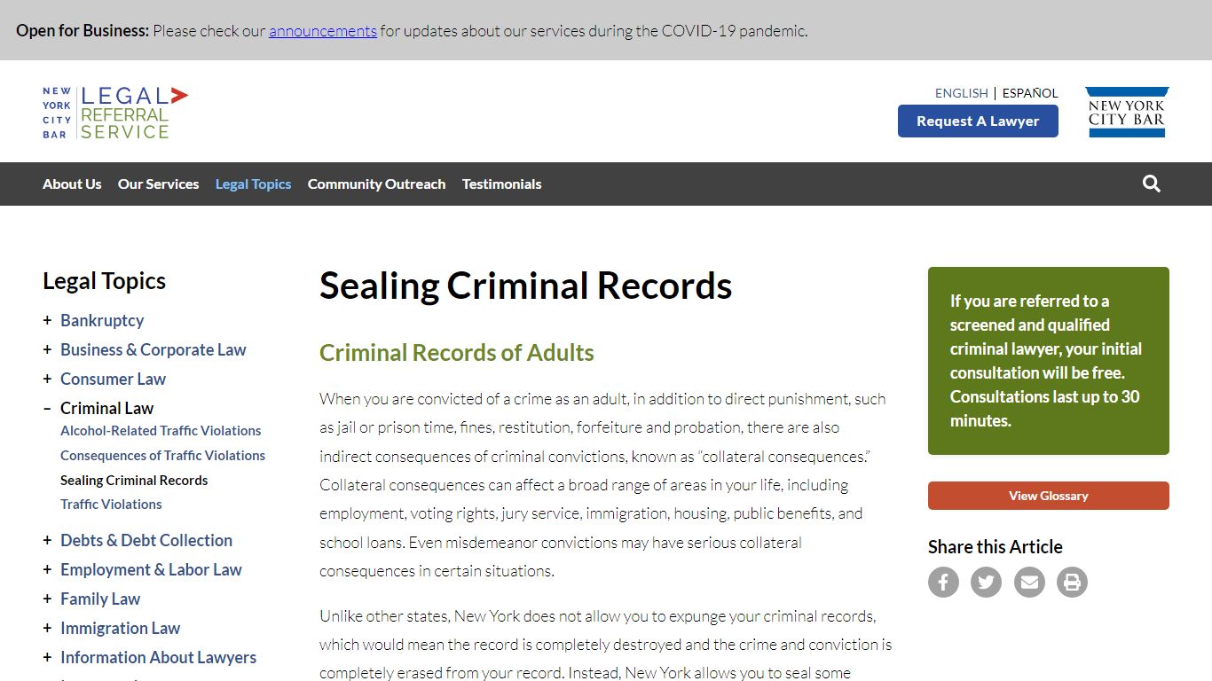 How to Seal Criminal Records in New York | NYC Bar